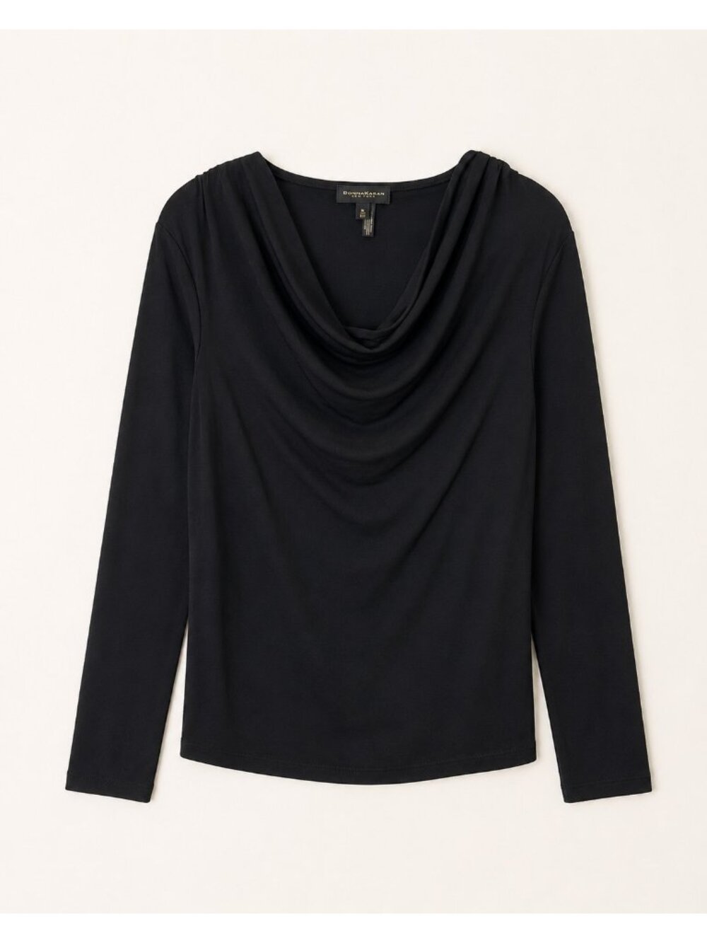 Donna Karan New York Black Cowl Neck Long Sleeve Top XL